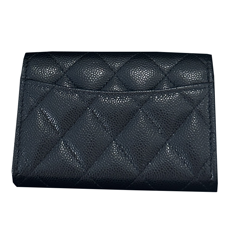 CHANEL Grained Cow Leather Card Holder Women's Black