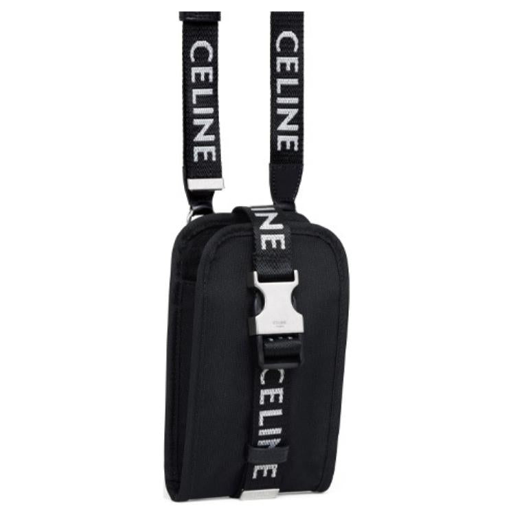 CELINE Cow Leather Shoulder Bag, Crossbody Bag, Cell Phone Pouch Unisex Black