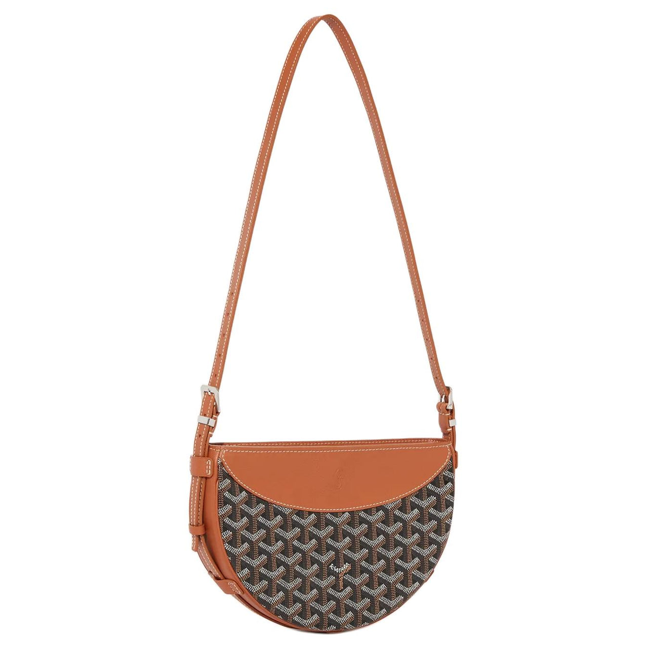 GOYARD Hirondelle Canvas And Calfskin Swallow Bag Shoulder Bag Brown And Black