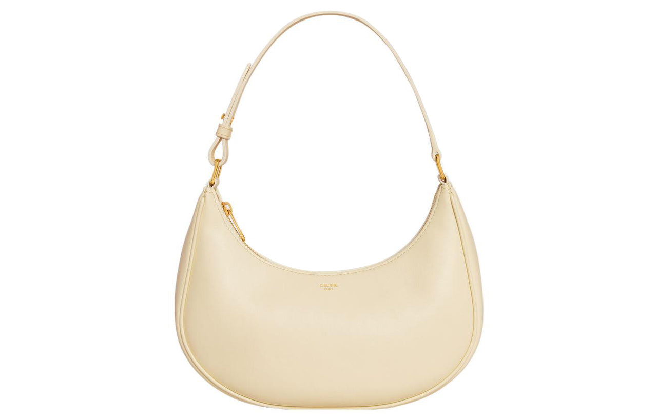 CELINE AVA Smooth Calf Leather Handbag, Shoulder Bag Women's Light Yellow/Light Yellow