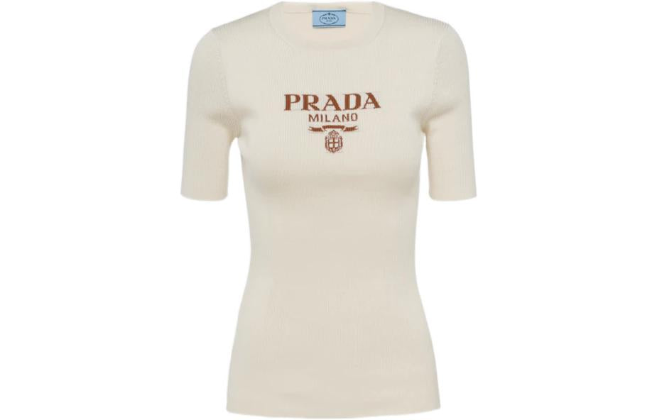 PRADA Logo intarsia Silk Jumper