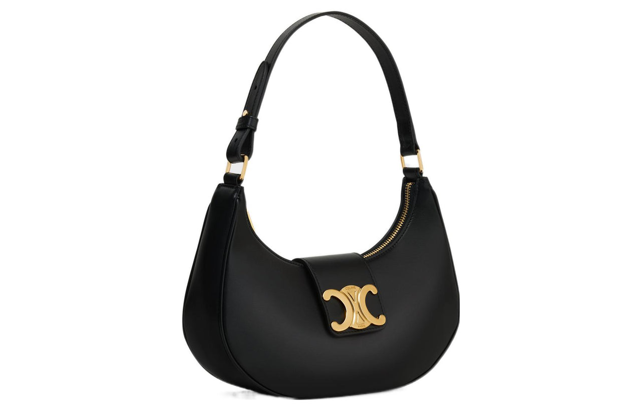 CELINE AVATriomphe Smooth Calf Leather Handbag, Shoulder Bag Regular Women's Black