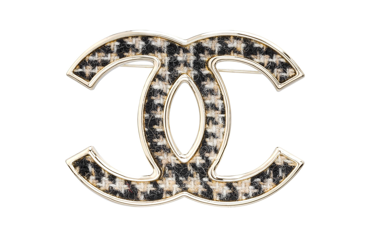 CHANEL Brooches Women's Black Gold