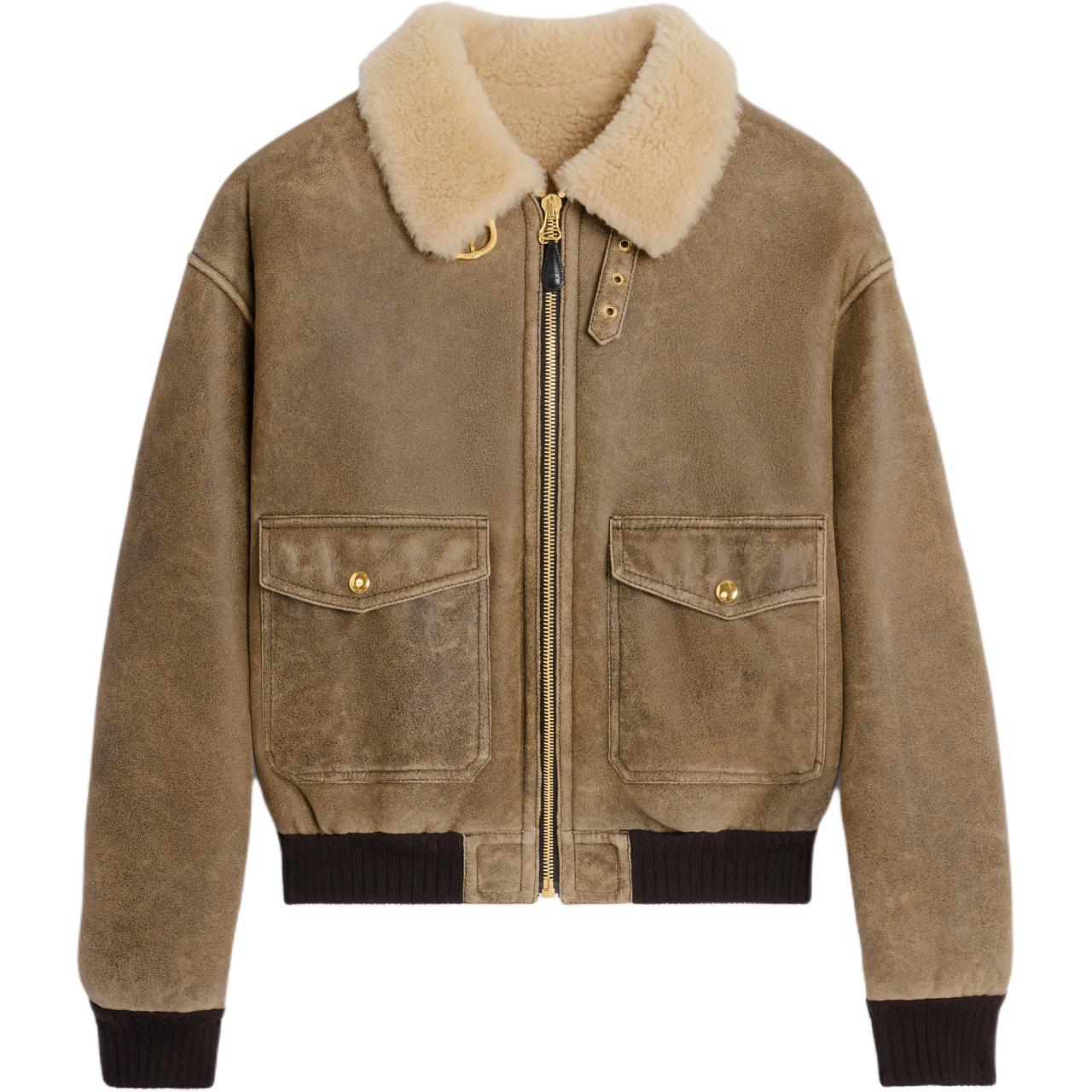 CELINE Aviator Blouson Jacket In Vintage Shearling