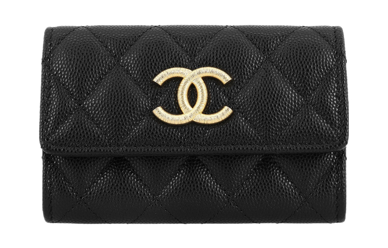 CHANEL Calfskin Card Holder Regular Women's Black