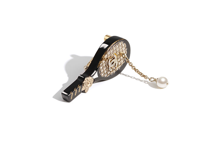CHANEL Brooches Women's Gold Black