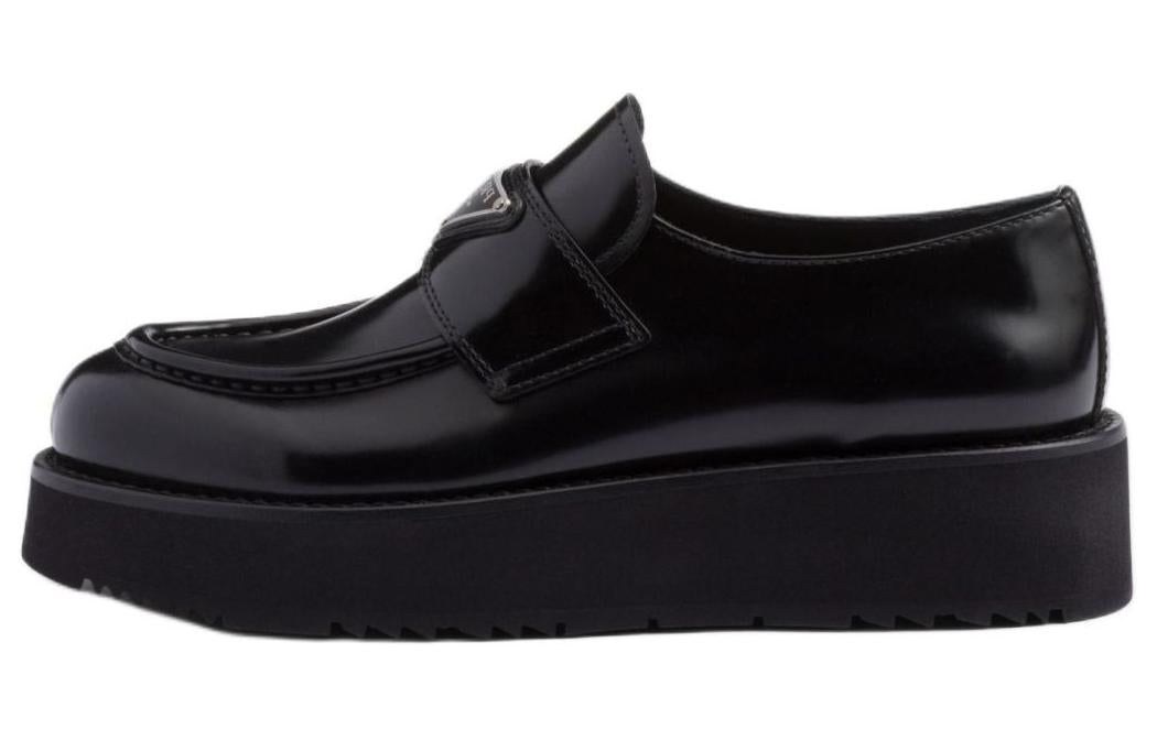 PRADA Triangle-logo Leather Loafers