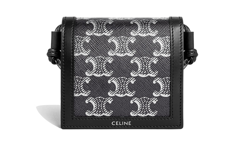CELINE Cow Leather Shoulder Bag, Crossbody Bag, Wallet Men's Silver/Black