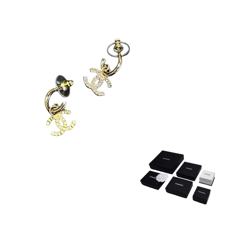 CHANEL Metal Earrings Women's Gold
