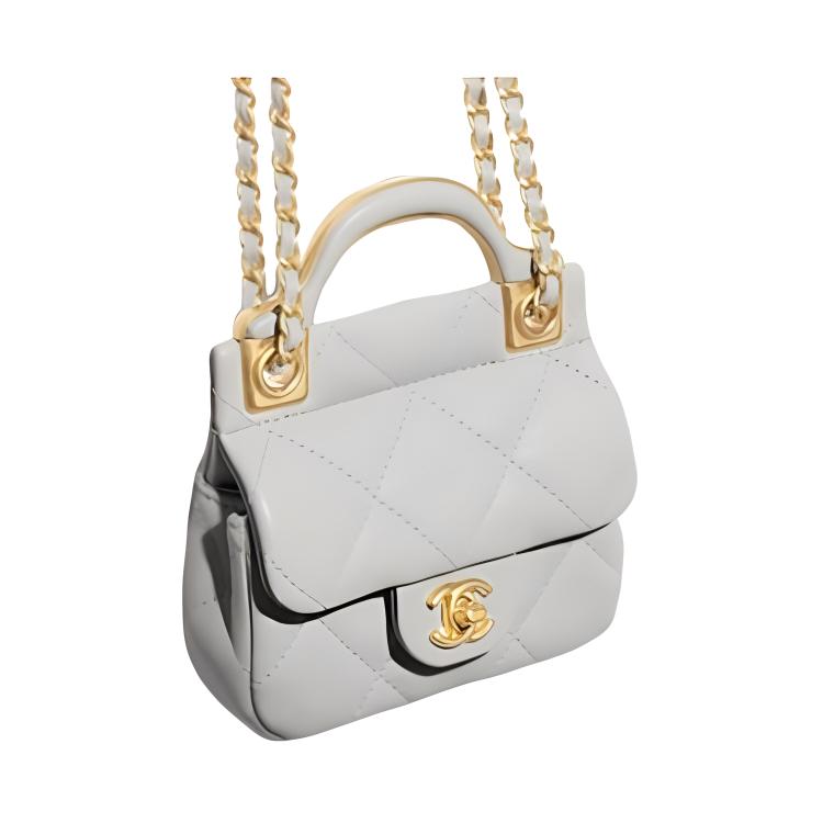 CHANEL Cow Leather Small Waste Bag Mouth Cover Bag Crossbody Shoulder Bag Card Holder Women's Gray