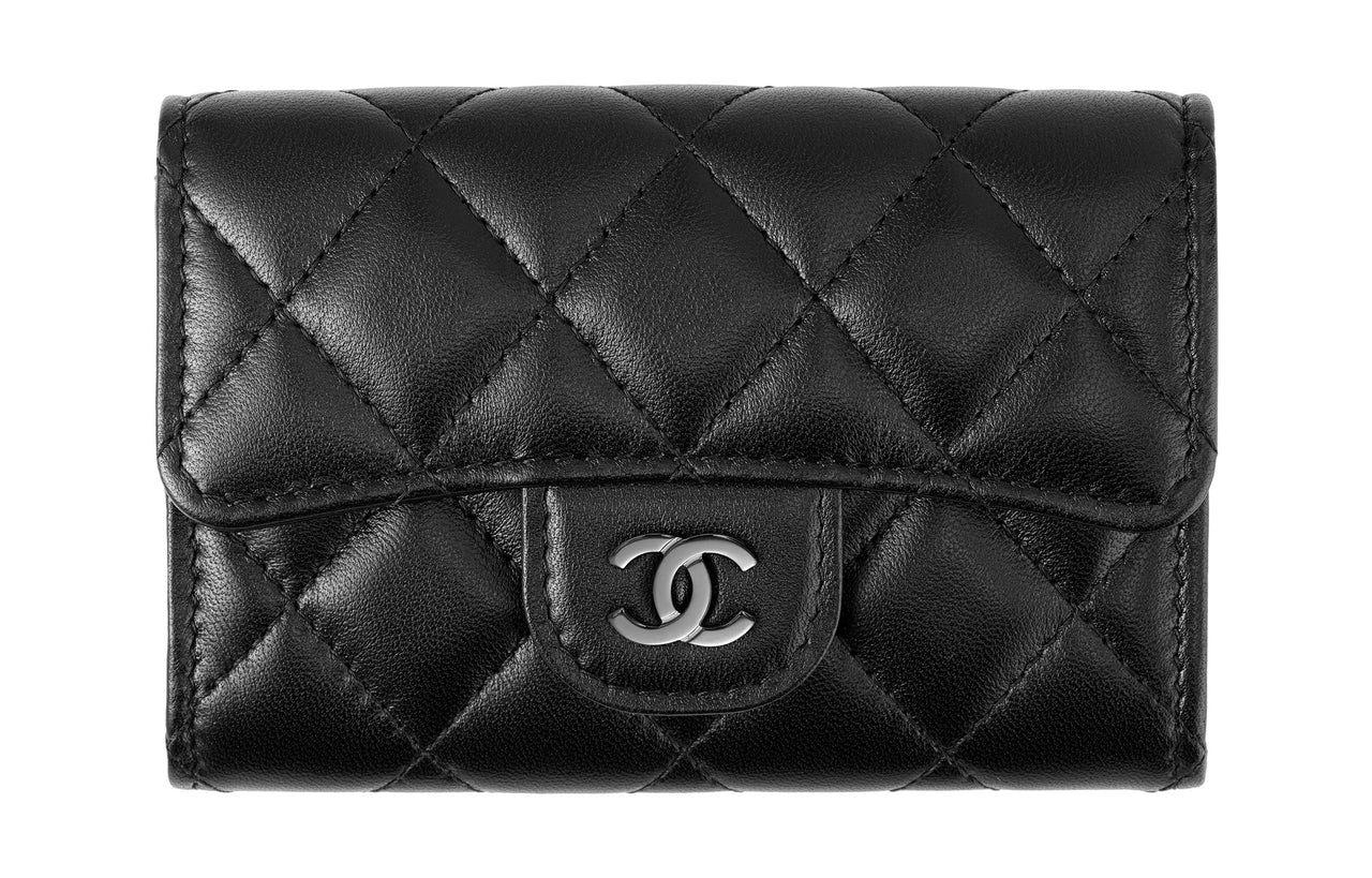 CHANEL Lambskin Card Holder Regular Women's Black