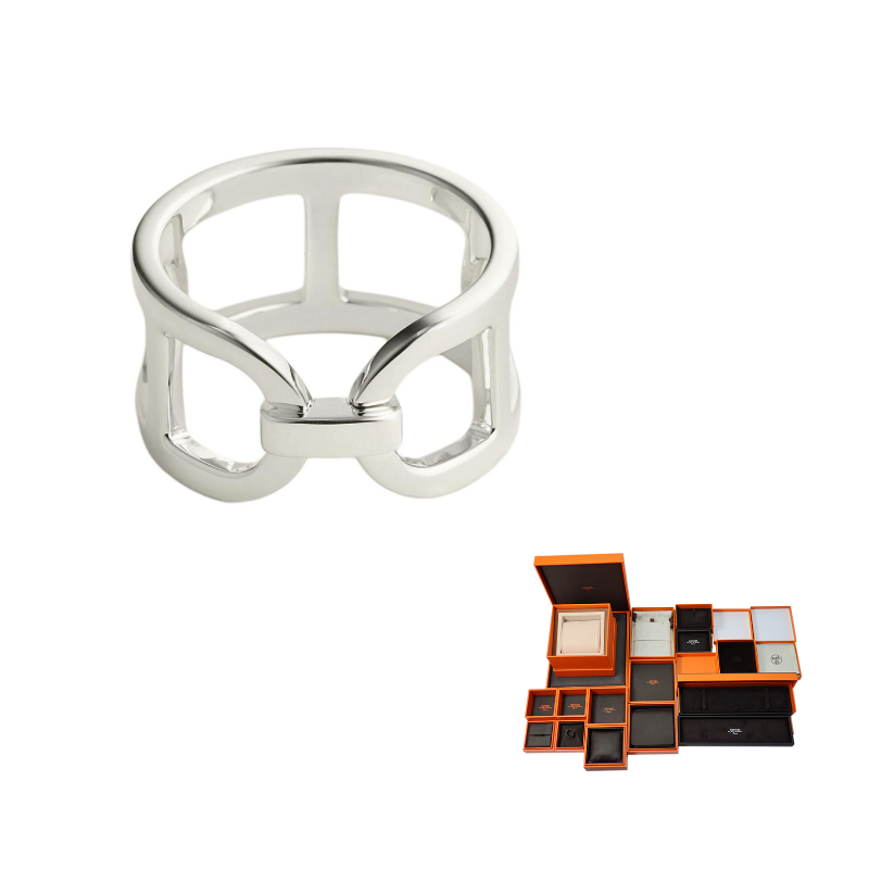 HERMES 925 Sterling Silver Rings Unisex Silver
