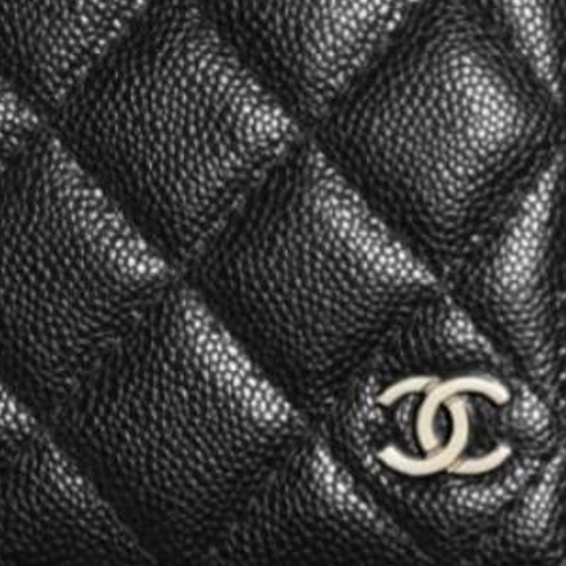 CHANEL Grained Cow Leather Card Holder Women's Black