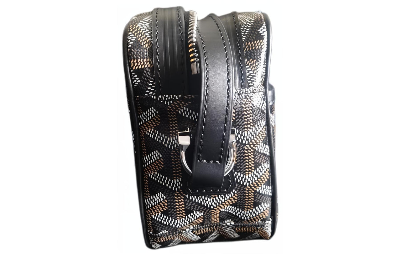 GOYARD Cap Vert Canvas With Leather Shoulder Bag, Crossbody Bag Unisex Black