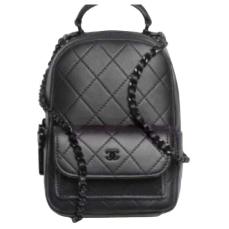 CHANEL Calfskin Backpack Mini Unisex Black