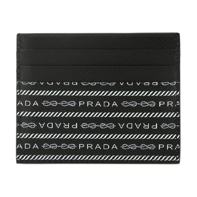 PRADA Cow Leather Card Holder Men's Black