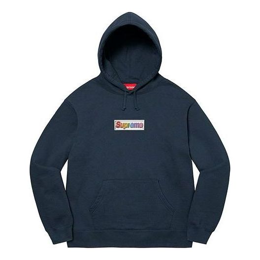 Supreme Bling Box Logo Hooded Sweatshirt 'Navy White' SUP-SS22-075