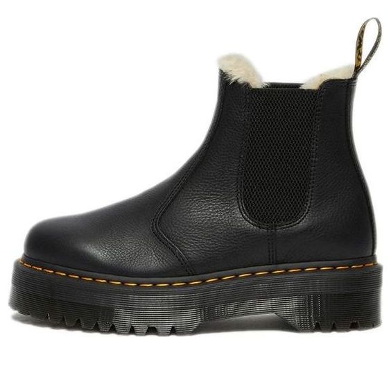 (WMNS) Dr. Martens 2976 Faux Fur Lined Platform Chelsea Boots 'Black' 25635001