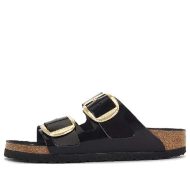 (WMNS) Birkenstock Arizona Big Buckle Natural Leather Narrow Fit Sandals 'Patent High Shine Black' 1021476