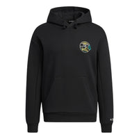 adidas Gfx Hood Swt Back Abstract Pattern Printing Kangaroo Pocket Sports Hooded Long Sleeves Black HN2018