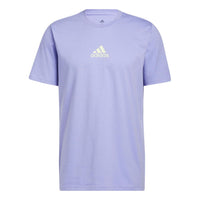Men's adidas Small Logo Back Pattern Printing Round Neck Short Sleeve Lavender T-Shirt HE2338