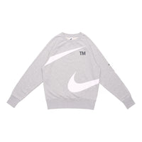 Men's Nike Swoosh Ft Crew Large Logo Printing Knit Round Neck Pullover Autumn Gray DD6097-063