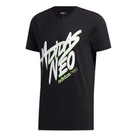 adidas neo M Faves Tee Alphabet Printing Sports Short Sleeve Black FP7350
