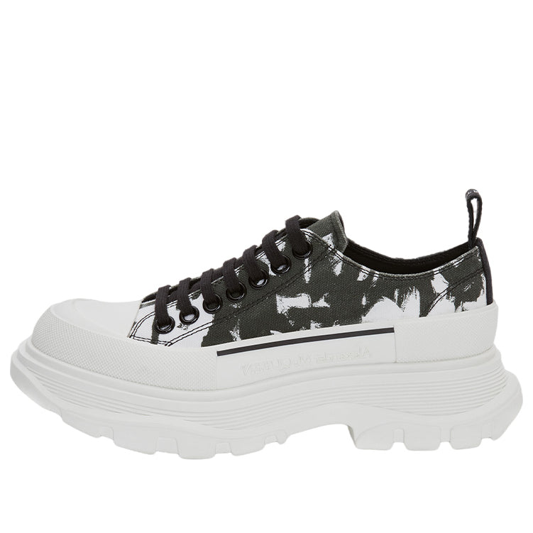 (WMNS) Alexander McQueen McQueen Graffiti Tread Slick Lace Up Shoes 'White Black' 708093W4TG59356