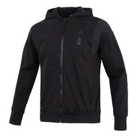 Men's adidas WJ PREM KN JKT Athleisure Casual Sports Hooded Solid Color Jacket Black HM2954