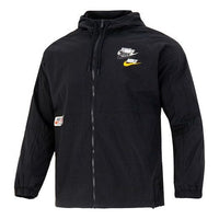 Men's Nike Sportswear Lightweight Back Printing Breathable Athleisure Casual Sports Woven Jacket Autumn Black DV3313-010
