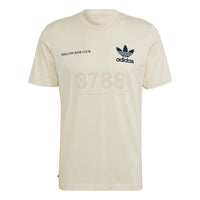 Men's adidas originals Mrc Tee Brand Logo Printing Round Neck Short Sleeve Creamy White T-Shirt HL9277