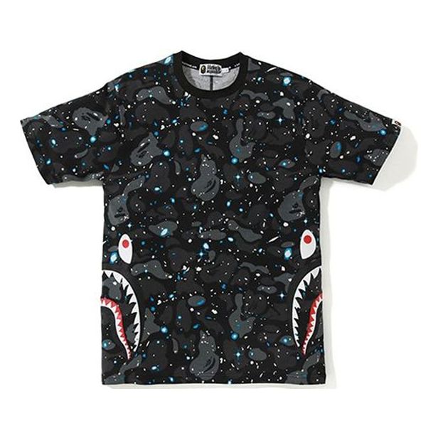 A Bathing Ape Space Camouflage Side Shark T-Shirt 'Black' 1F30-109-004