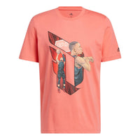 adidas Dame Casual Basketball Cartoon Character Sports Round Neck Breathable Short Sleeve Pink HS4323