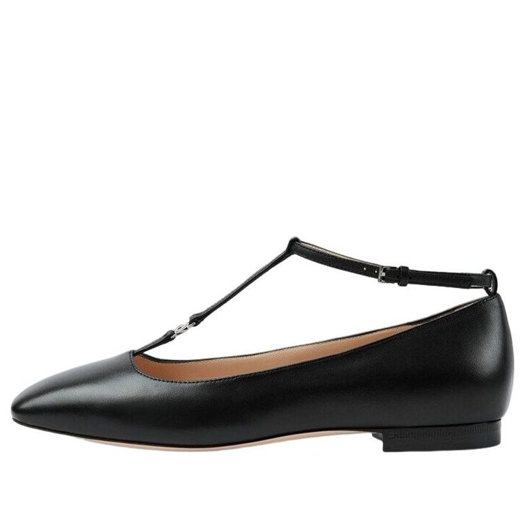 (WMNS) Gucci Monogram Leather Ballet Flats 'Black' 723449-BKO00-1000