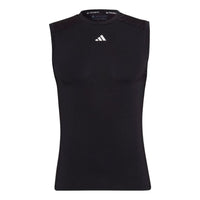 Men's adidas Round Neck Pullover Sports Sleeveless Black T-Shirt HK2338