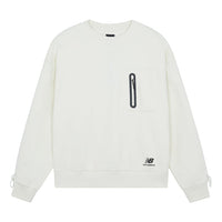 (WMNS) New Balance Logo Printing Solid Color Round Neck Pullover Beige Hoodie AWT14372-NMC