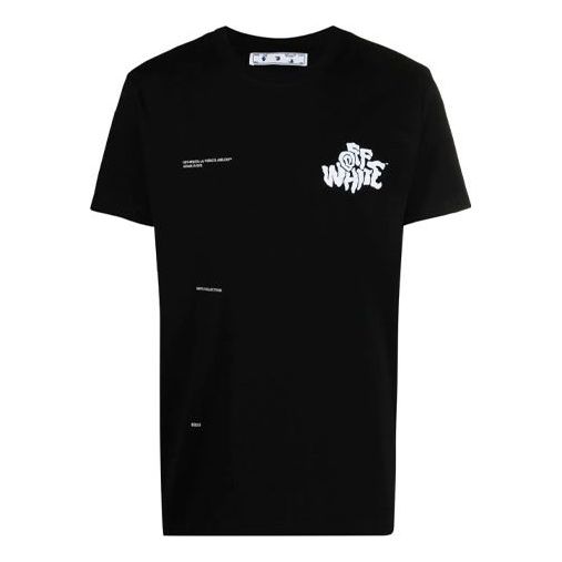 Off-White SS21 Adam Is Eve Logo Printing Round Neck Short Sleeve Ordinary Version Black OMAA027S21JER0141001