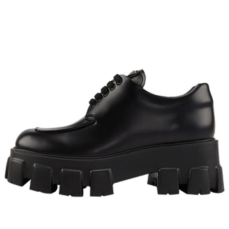 (WMNS) PRADA Monolith Brushed Leather Lace-up Shoes 'Black' 1E255N_B4L_F0002_F_B055