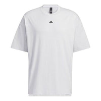 Men's adidas Solid Color Logo Printing Round Neck Short Sleeve Light Grey T-Shirt HS4378