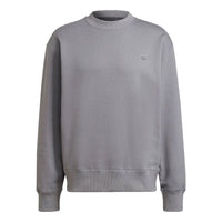 Men's adidas originals C Crew Logo Micro Mark Solid Color Round Neck Pullover Casual Gray H09175