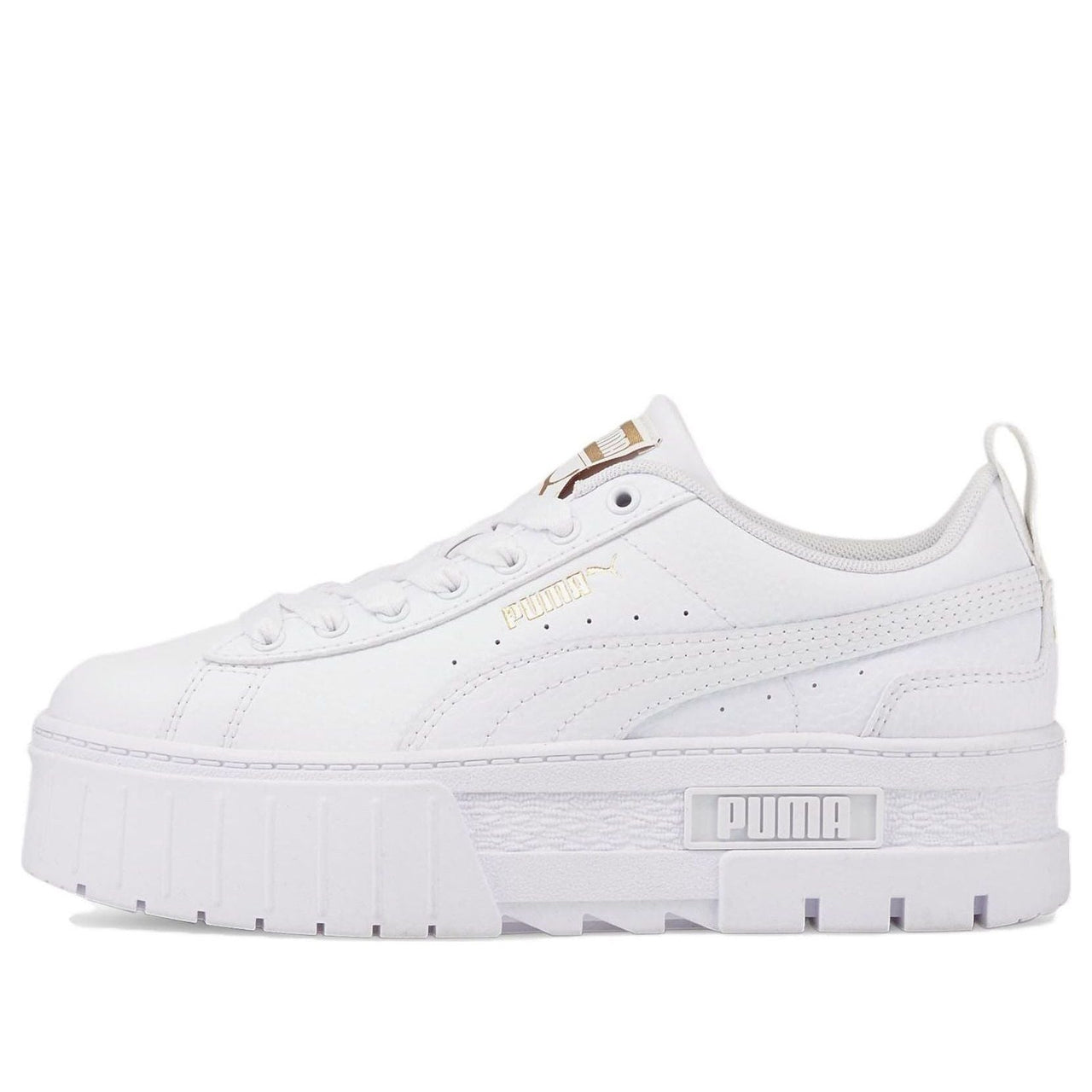 (GS) PUMA Mayze Leather 'White Team Gold' 384527-01