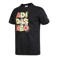 Men's adidas neo SS22 Pattern Cartoon Printing Sports Pullover Short Sleeve Black T-Shirt HS6807