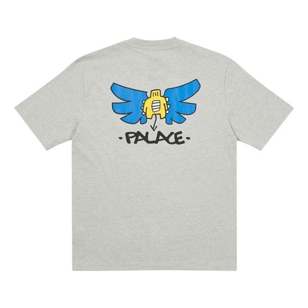 PALACE x Slap Magazine Crossover Angel Cartoon Funny Pattern Printing Short Sleeve Unisex Gray P20TS252