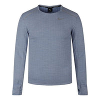 Men's Nike Brand logo Printing Running Sports Round Neck Long Sleeves Blue T-Shirt BV4708-460