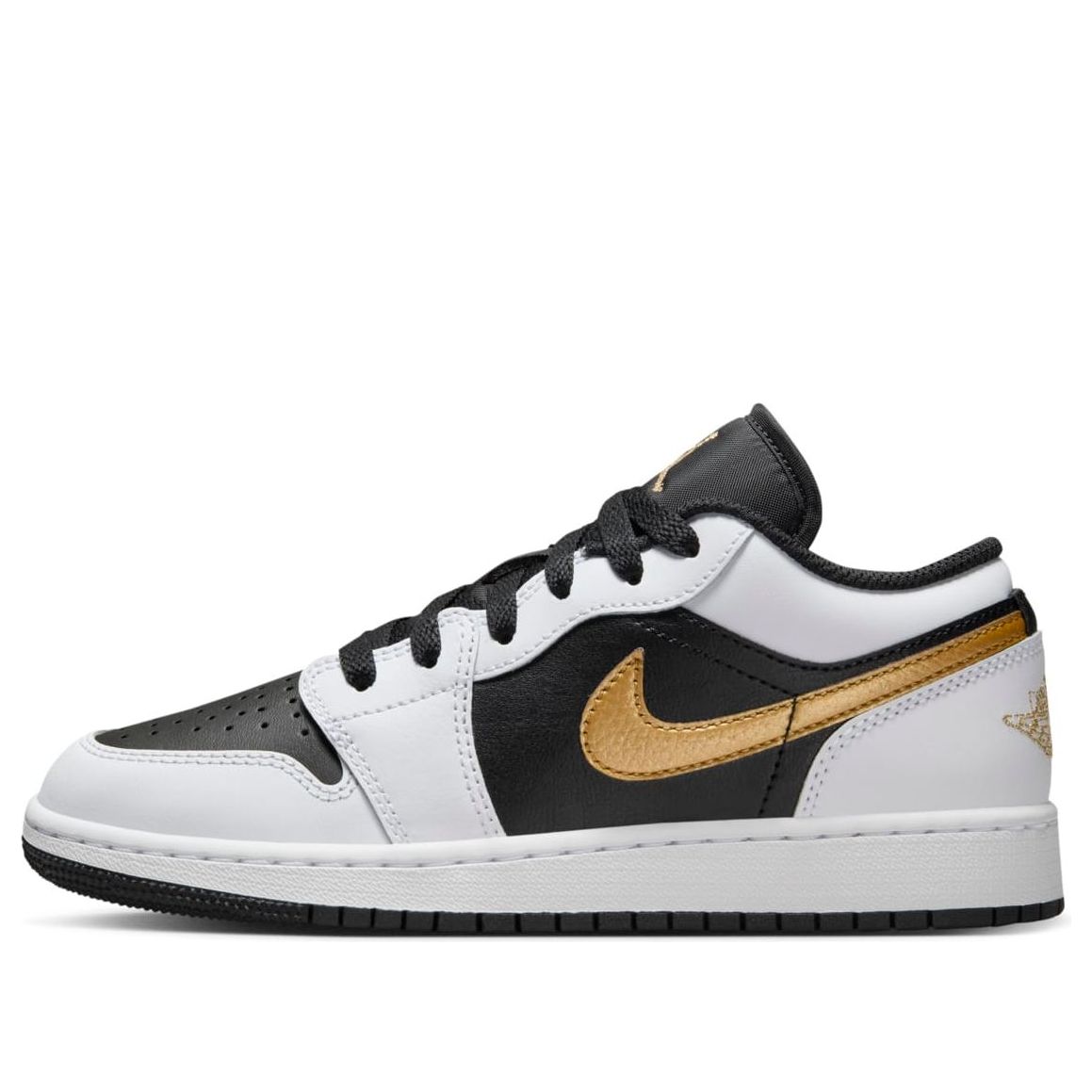 (GS) Air Jordan 1 Low 'White Black Metallic Gold Swoosh' 553560-172