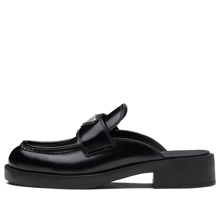 (WMNS) PRADA Chocolate Brushed Leather Mules 'Black' 1D652M_055_F0002_F_040
