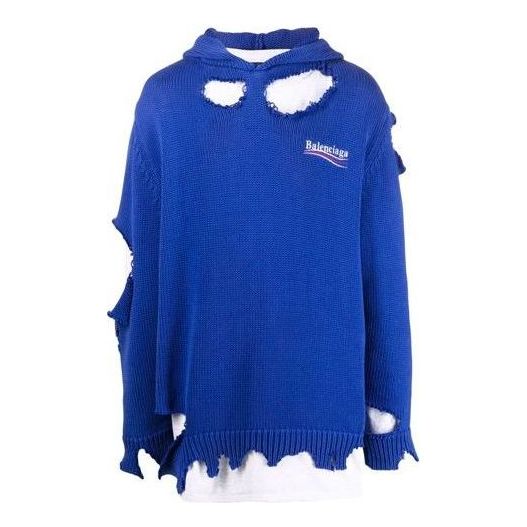 Balenciaga Political Campaign Destroyed Hoodie 'Blue' 662718T32124691