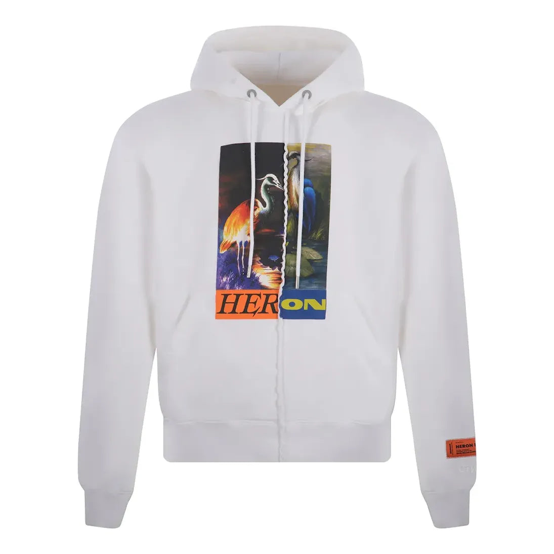HERON PRESTON Split Herons Hoodie 'White Orange Multi' HMBB021F21JER0010122