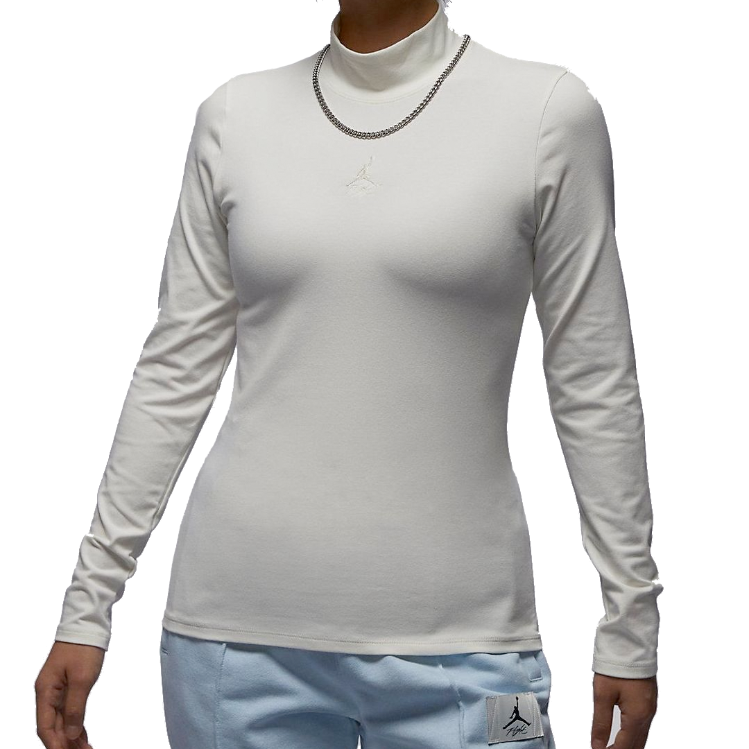(WMNS) Air Jordan Long-Sleeve Mock Neck Top Asia Sizing 'Sail' FQ8061-133