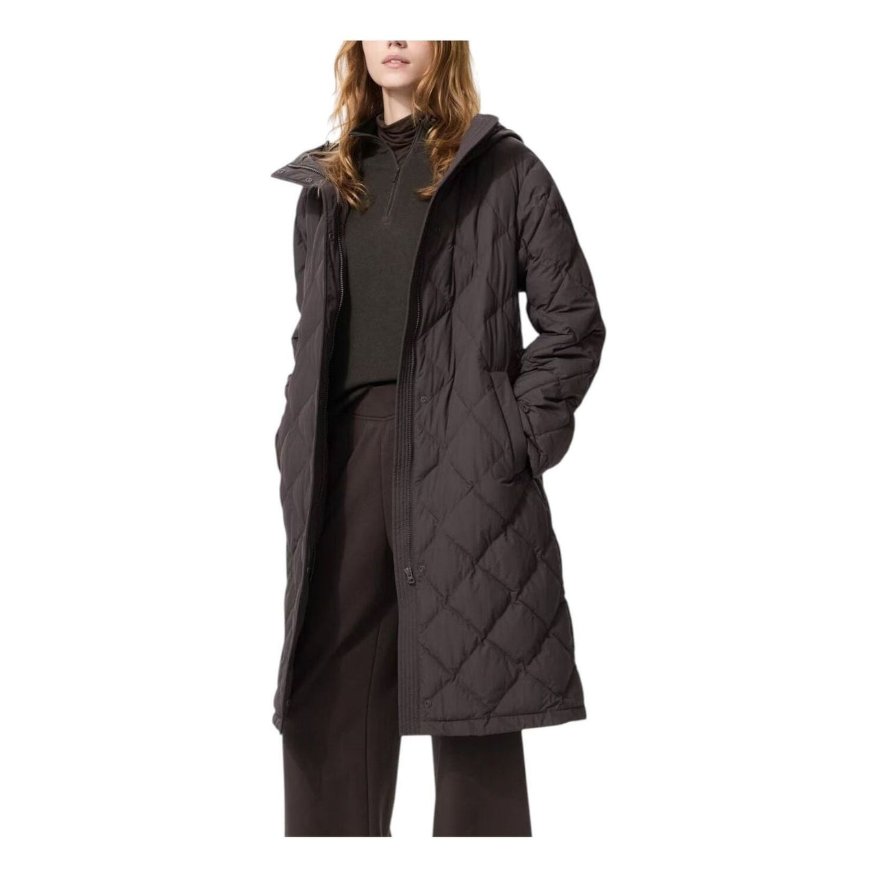 (WMNS) UNIQLO Pufftech Relaxed Long Coat 'Dark Brown' 479209-39